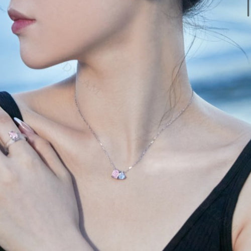 Double Stone Pendant Necklace – 925 Sterling Silver